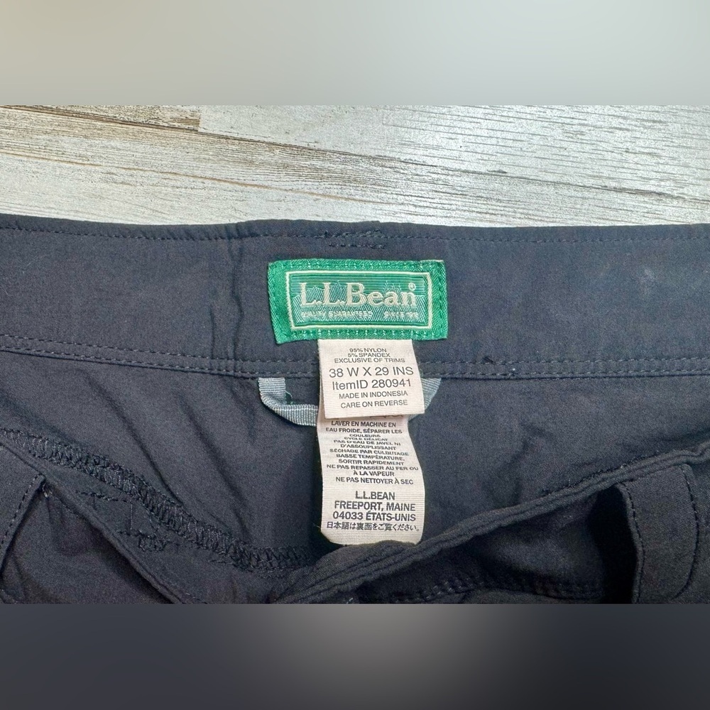 L.L Bean Pants Mens Sz 38x29 Black Nylon Cresta Hiking Water Resistant - Picture 4 of 10